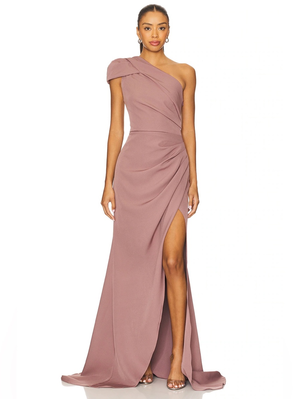 ELLIATT Klara Dark Taupe One Shoulder Formal Gown